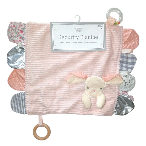 Bunny Security Blanket Baby Lovey Teether Rattle Crinkle Easter Nursery Photos - Picture 5 of 5